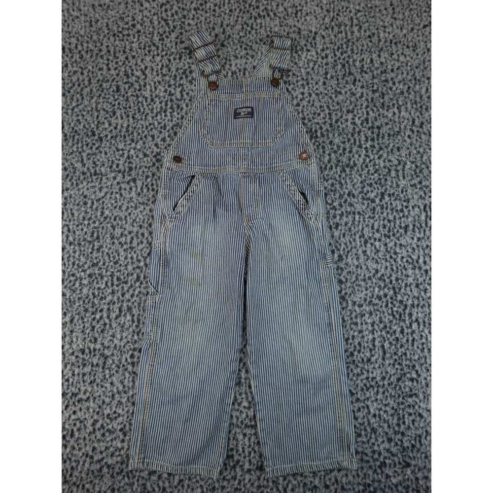 OshKosh Bgosh Hickory Stripe Denim Overalls Kids Blue White Vestbak Carpenter